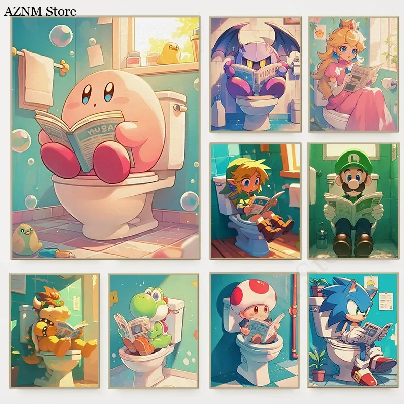 Interior Design Game - Grappige Badkamer Cartoon Video Game Poster