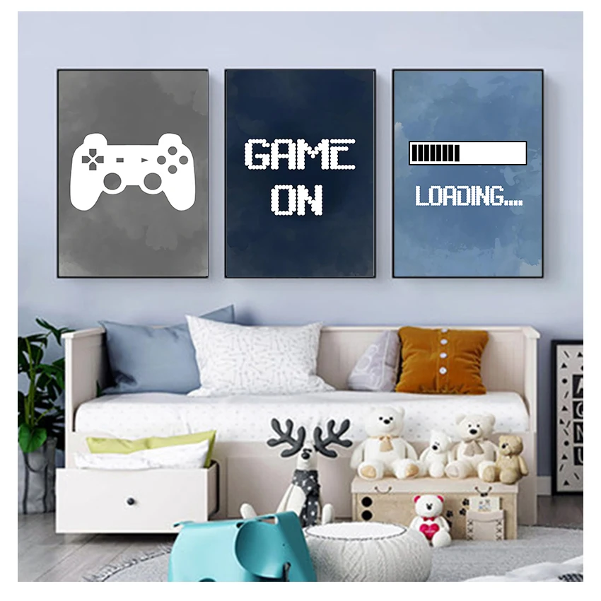 Interior Design Game - Kinderkamer jongens wanddecoratie, gaming party poster
