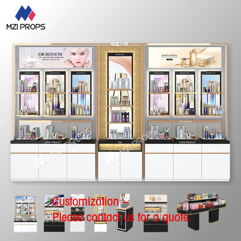 Interior Design Exhibition - Op maat gemaakte cosmetica-meubels LED-verlichting Gouden